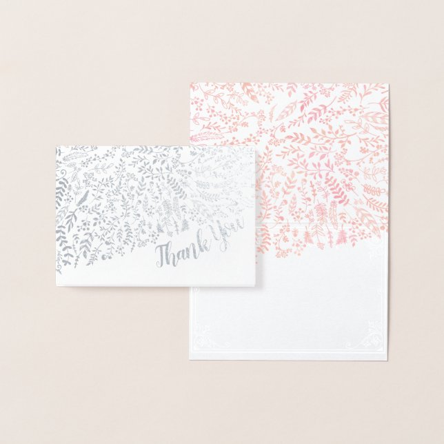 Silver Foil Floral Typography Thank You Foil Card (Display)