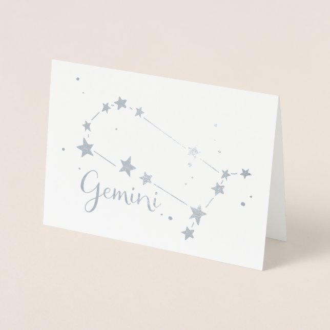 Silver Foil Gemini Zodiac Constellation Foil Card (Front)