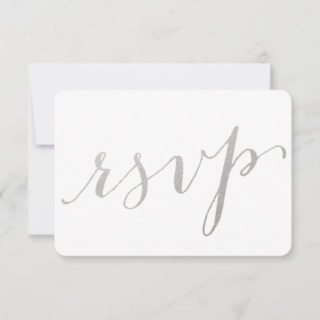 Silver Foil Glamour Printed | Wedding RSVP Card (Front)