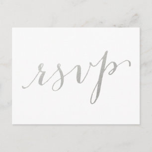 Silver Foil Glamour Wedding RSVP Postcard