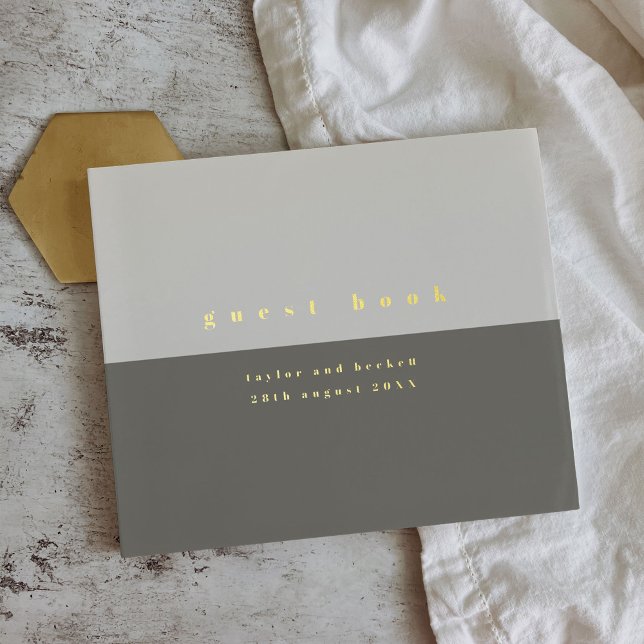 Silver Foil Grey Colour Block Simple Wedding Guest Book (Creator Uploaded)