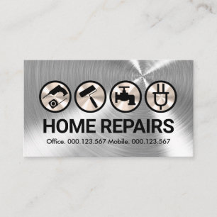 Silver Foil Handyman Tools Icons Business Card