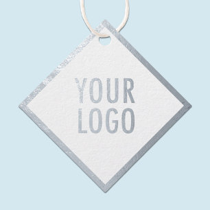 Silver Foil Hang Tags Custom Logo Diamond Shaped