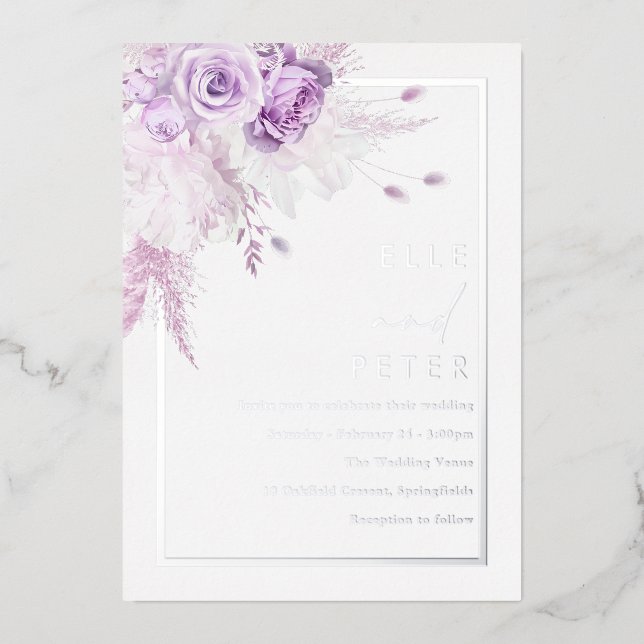Silver Foil & Lavender Roses Wedding (Front)