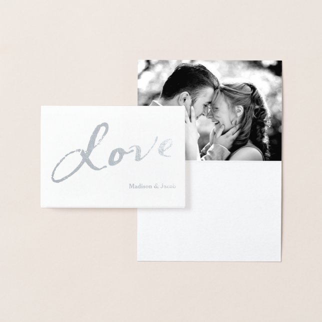 Silver Foil Love Photo Thank you Card on Kraft (Display)