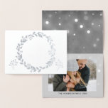 Silver Foil Merry Christmas Snow Photo Card<br><div class="desc">Silver Foil Merry Christmas Charcoal Grey Hand Lettered Script Snowflake Photo Card. The photo and text of this Christmas Card can be updated and customized with your photo and name. This card displays your name on the inside of the Silver Foil Christmas Card.</div>