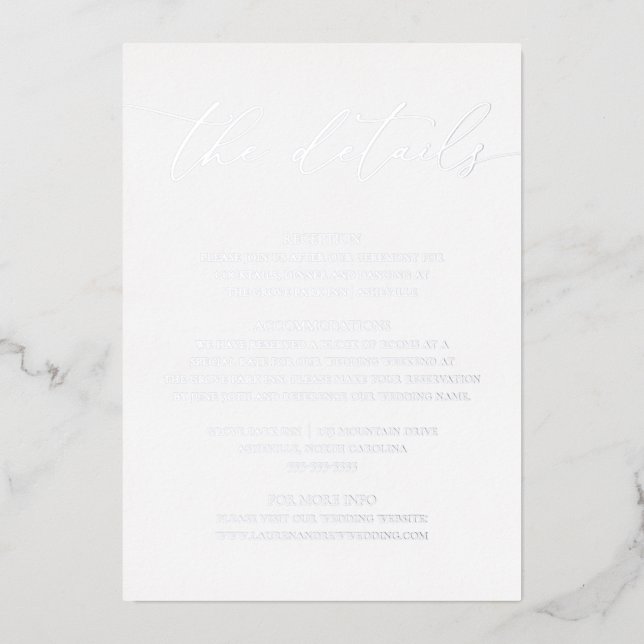 Silver Foil Minimalist Wedding Enclosure Card  (Front)