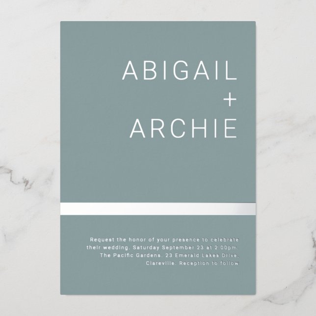Silver Foil Modern Minimalist Wedding (Front)