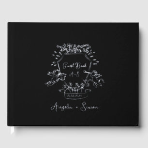 Silver Foil Monogram Black Wedding Guest Book
