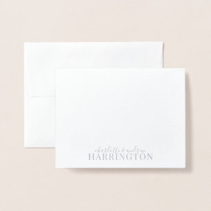 Silver Foil Monogram Couple Name Card