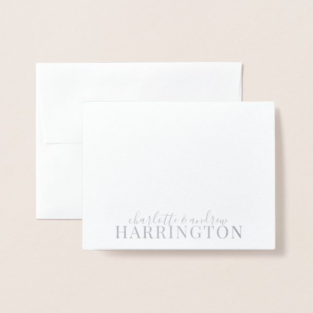 Silver Foil Monogram Couple Name Foil Card (Front With Envelope)