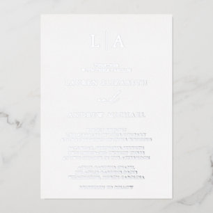 Silver Foil Monogram Initial Minimalist Wedding