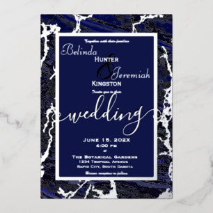 Silver Foil & Navy Blue 5" x 7"