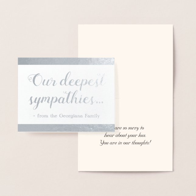 Silver Foil "Our deepest sympathies…" Card (Display)
