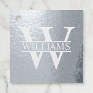 Silver Foil Personalized Monogram and Name Favour Tags