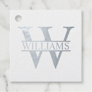 Silver Foil Personalized Monogram and Name Favour Tags