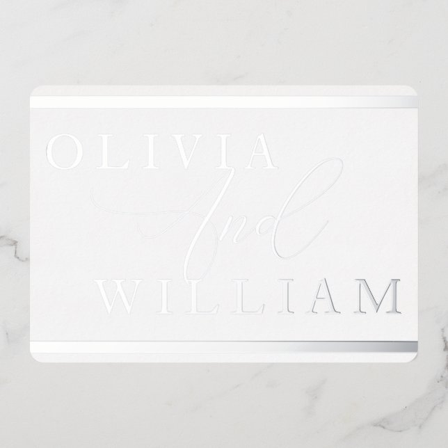 Silver Foil Pressed Modern Elegant Wedding (Front)