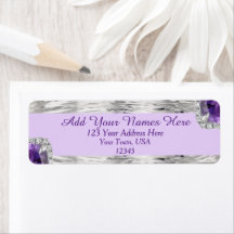 Silver Foil Purple Amethyst Gem Adresse de retour