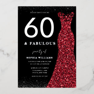 Silver Foil Red Gown Sixty Fabulous 60th Birthday