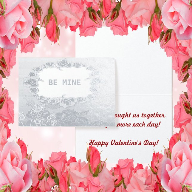 Silver Foil Roses Be Mine Valentine's Day Card (Creator Uploaded)