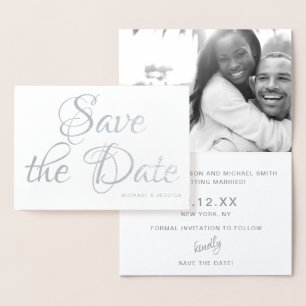 Silver Foil Save the Date with Photo Foil Card