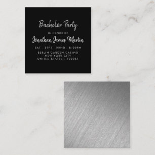 Silver Foil & Script Bachelor Party Ticket Invite