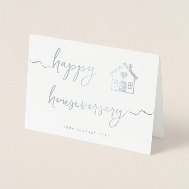 Silver Foil Script Happy Housiversary Card (Front)