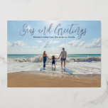 Silver foil Seas and Greetings Beach Christmas Foi Foil Holiday Card<br><div class="desc">For more advanced customization of this design,  simply select the "Customize It" button above!</div>