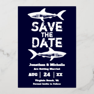 Silver Foil Shark Beach Save the Date