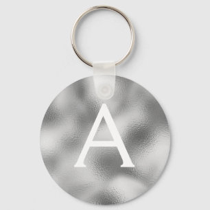 Silver Foil & Sparkle Monogram Keychain