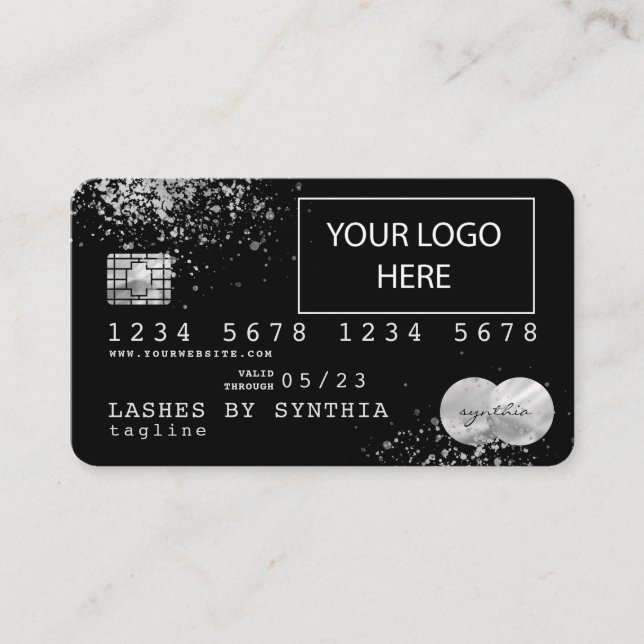 Silver Foil Splash Credit Card add your logo (Front)