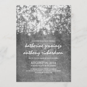 silver foil string lights glitter wedding invites