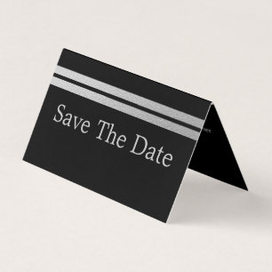 Silver Foil Stripes, Photo Save The Date Card