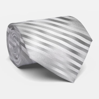 Silver Foil Stripes Tie