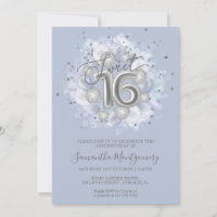 Silver Foil Sweet 16 Bday Balloons Dusty Blue