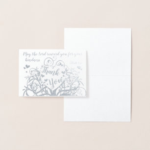 Silver Foil Swirl Tree Thank You Bible Verse Card
