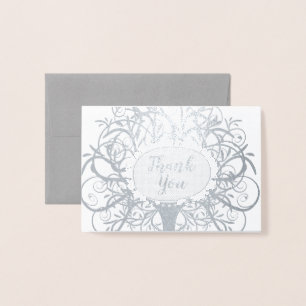 Silver Foil Swirl Tree Thank You Foil Card