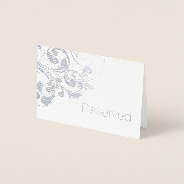 Silver Foil Swirls Elegant Flourish Reserved Foil Card (Front)