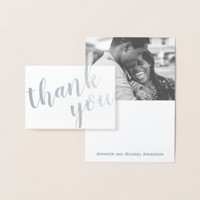 Silver Foil Thank You with Photo and Name Card (Display)