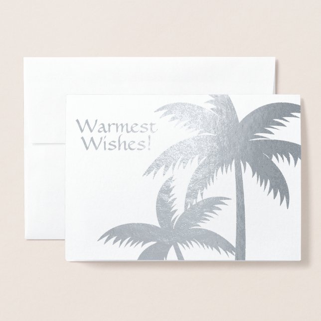 SILVER FOIL TROPICAL PALM TREE CHRISTMAS CARD (Front With Envelope)