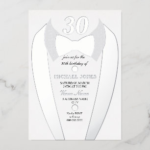Silver Foil Tuxedo Suit Mens 30th Birthday Party