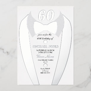 Silver Foil Tuxedo Suit Mens 60th Birthday Party