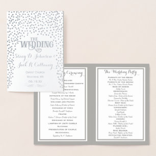 Silver Foil WEDDING PROGRAM Confetti Foil Card