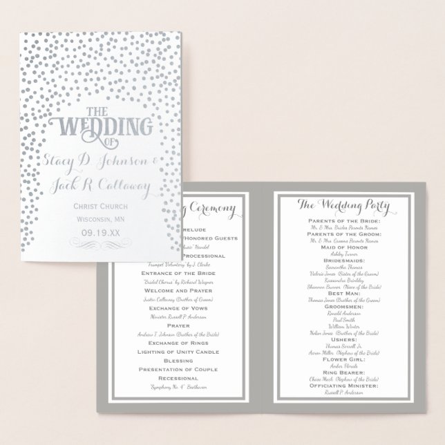 Silver Foil WEDDING PROGRAM Confetti Foil Card (Display)