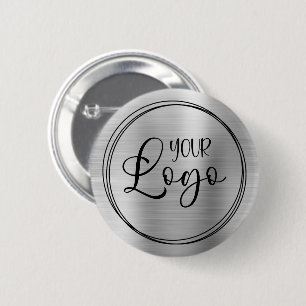 Silver Foil Your Business Logo Here 2 Inch Round Button