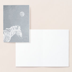 Silver Foil Zebra with Moon Foil Card