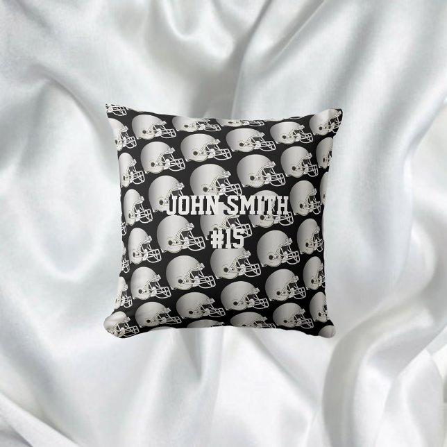 Silver Football Helmet•Custom Throw Pillow (Creator Uploaded)