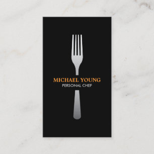 SILVER FORK on BLACK Business Card