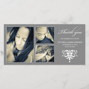 SILVER FORMAL COLLAGE   WEDDING THANK YOU CARD