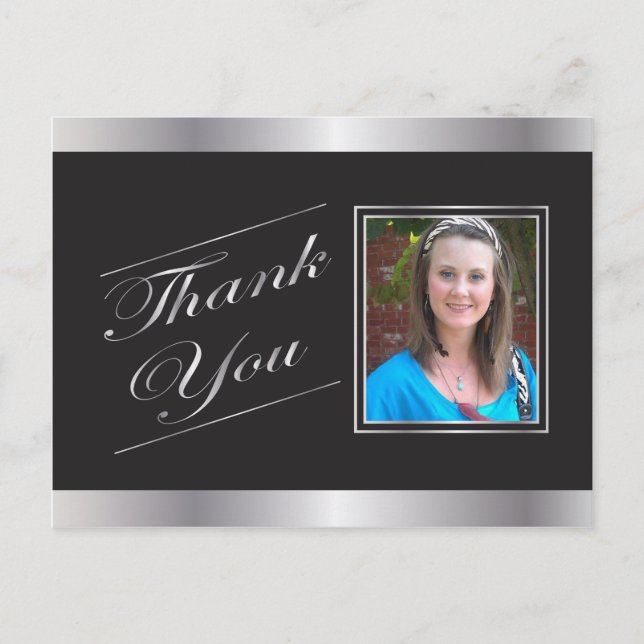 Silver Formal Thank You Postcard (Front)